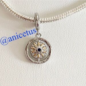 NWOT Evil Eye 925 Sterling Silver Necklace / 3mm  Charm & 16” 3mm Chain